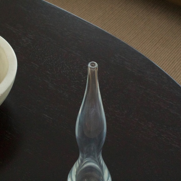 Vintage Glass Bud Vase Hand Blown Skinny Curved Hourglass Shape Modernist 13” - Picture 3 of 7